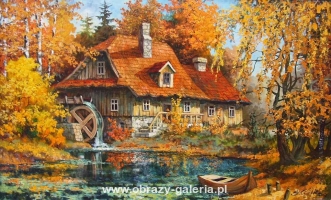 Autumn water mill